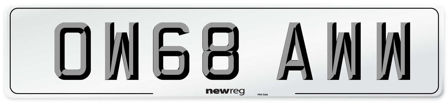 OW68 AWW Number Plate from New Reg